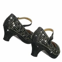 Forever Link Riley78K Girls Rhinestone Encrusted Mary-Jane Dress Pump On Mesh Glitter New