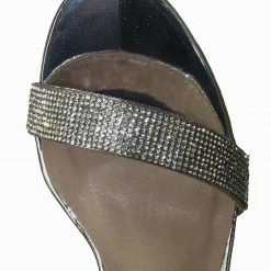 Forever Link Rise9 Rhinestone Chunky Mid Heel Sandals- Womens Crystal Ankle Strapped Shoes New