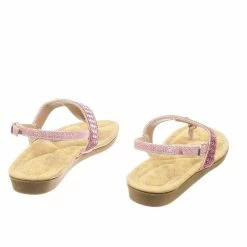 Forever Link New Rosa82K Children Girl Soft Padded Insole Wedge Thong Sandal W Rhinestone Crystal