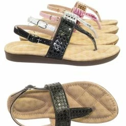 Forever Link New Rosa82K Children Girl Soft Padded Insole Wedge Thong Sandal W Rhinestone Crystal