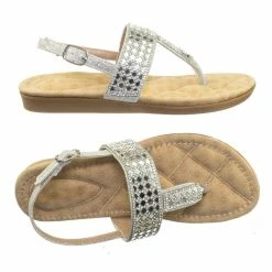 Forever Link New Rosa82K Children Girl Soft Padded Insole Wedge Thong Sandal W Rhinestone Crystal