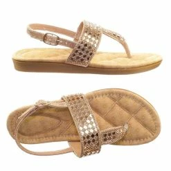 Forever Link New Rosa82K Children Girl Soft Padded Insole Wedge Thong Sandal W Rhinestone Crystal