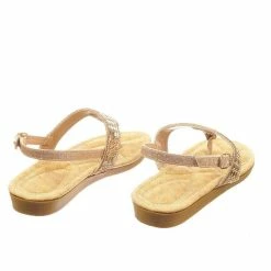 Forever Link New Rosa82K Children Girl Soft Padded Insole Wedge Thong Sandal W Rhinestone Crystal