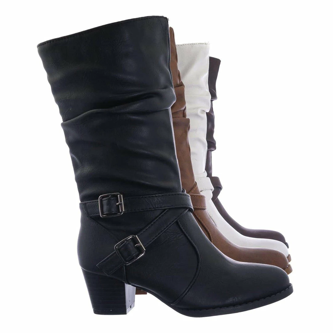 Forever Link Safety52k Childerns Harness Strapped Boots - Little Girls Mid Calf Heel Shoes New