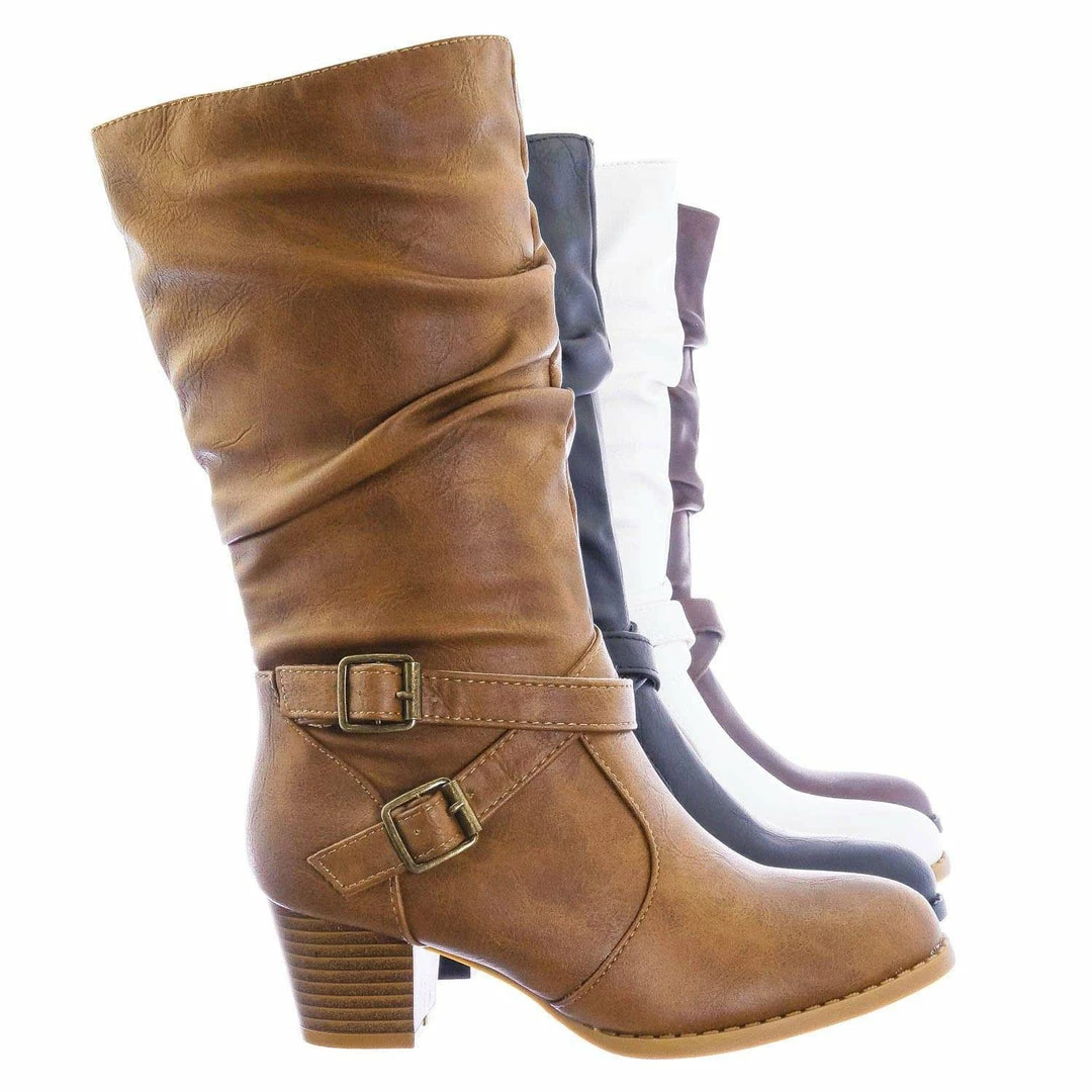 Forever Link Safety52k Childerns Harness Strapped Boots - Little Girls Mid Calf Heel Shoes New