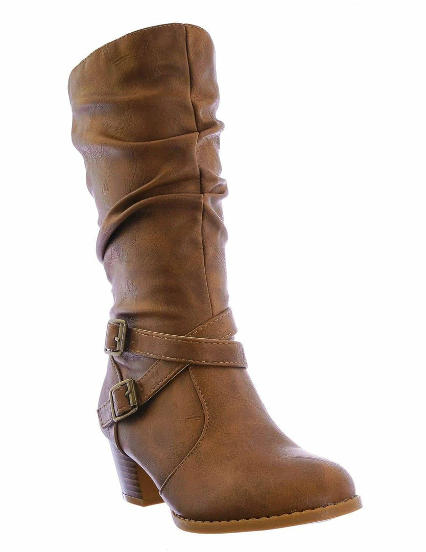 Forever Link Safety52k Childerns Harness Strapped Boots - Little Girls Mid Calf Heel Shoes New