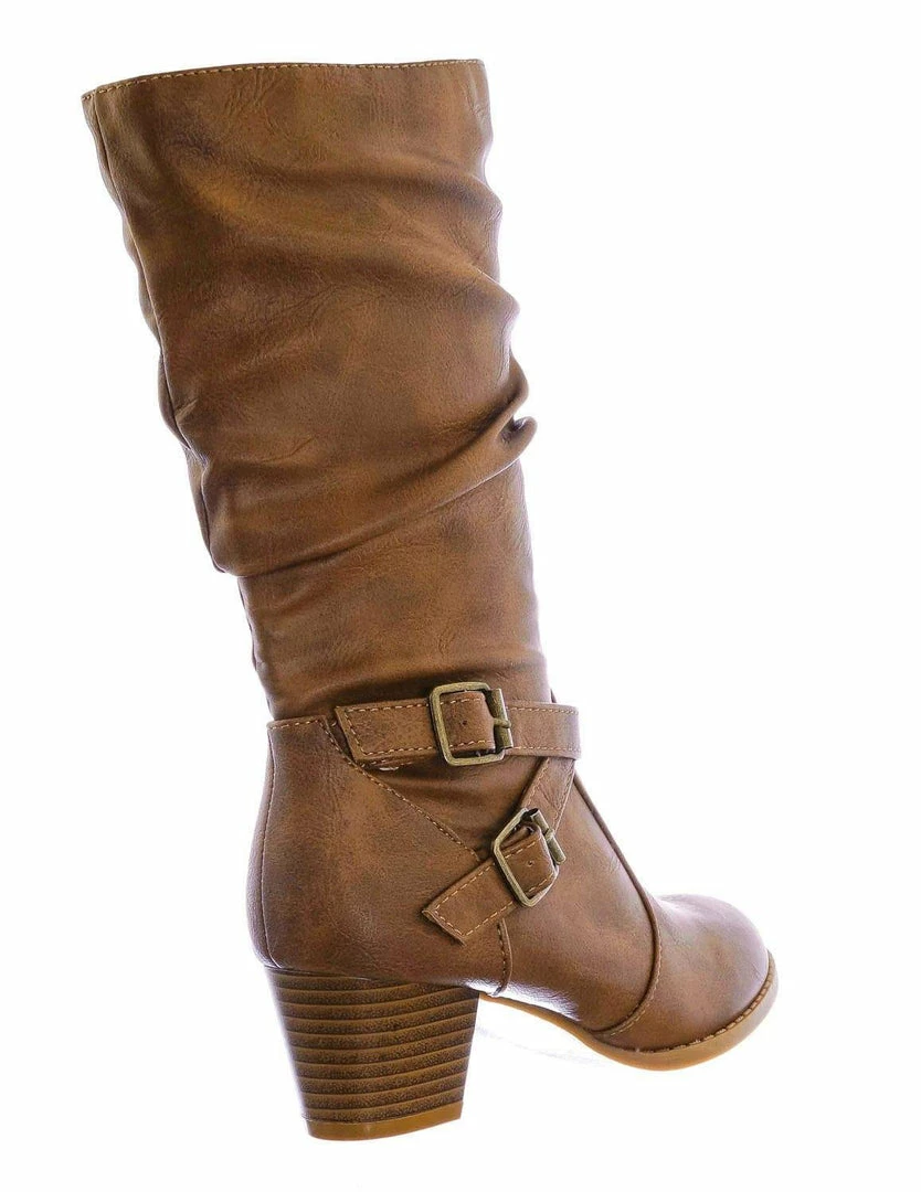 Forever Link Safety52k Childerns Harness Strapped Boots - Little Girls Mid Calf Heel Shoes New