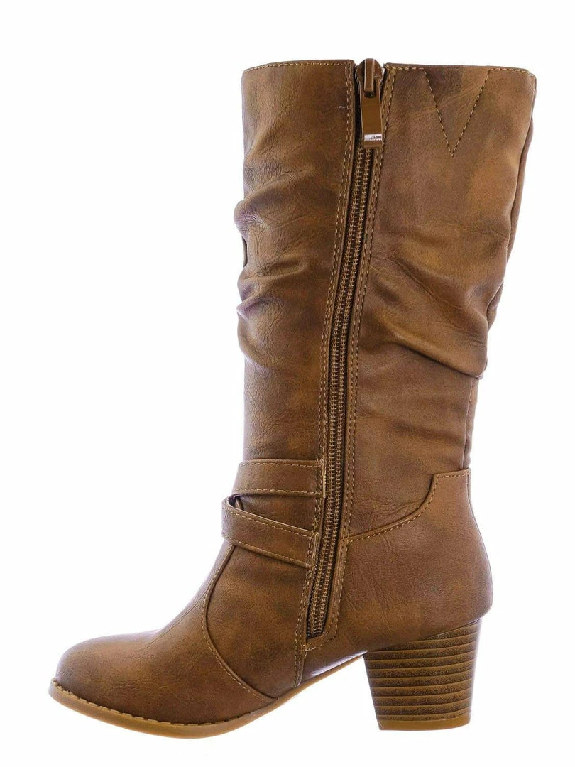 Forever Link Safety52k Childerns Harness Strapped Boots - Little Girls Mid Calf Heel Shoes New