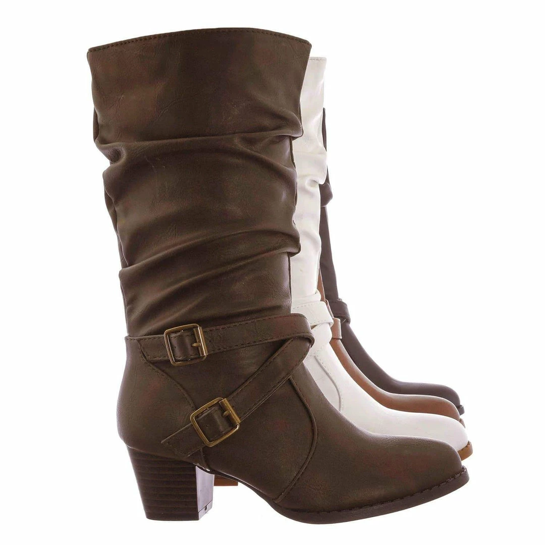 Forever Link Safety52k Childerns Harness Strapped Boots - Little Girls Mid Calf Heel Shoes New