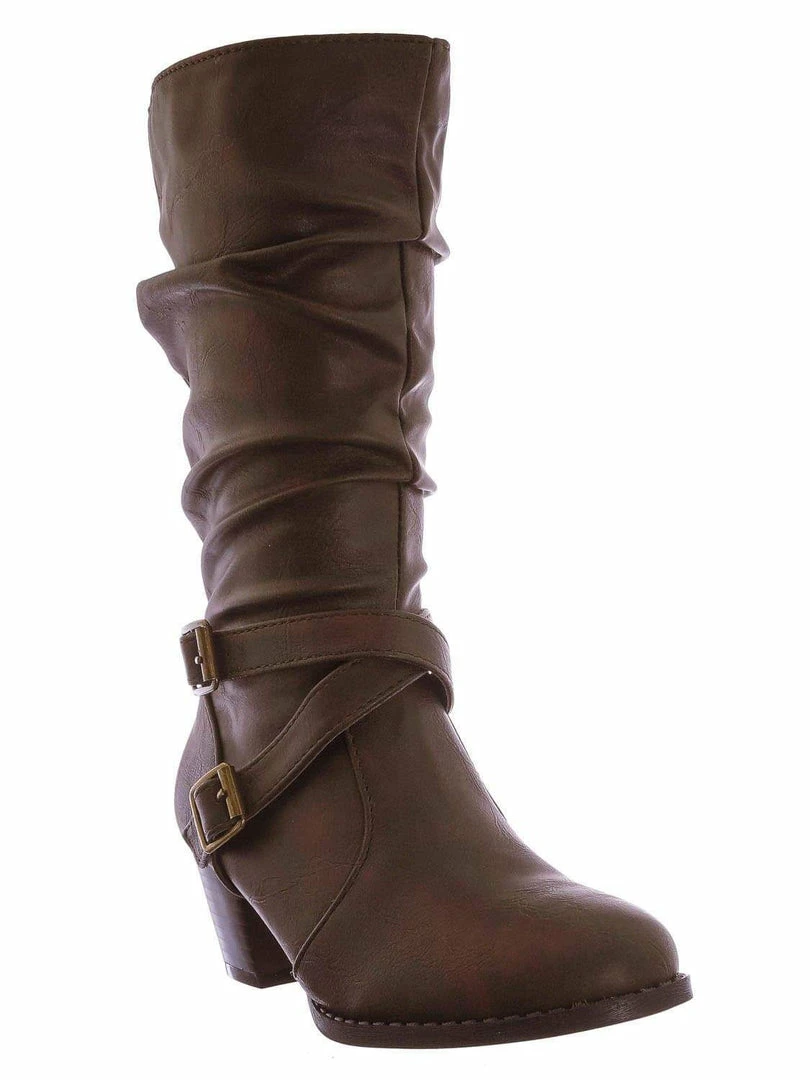 Forever Link Safety52k Childerns Harness Strapped Boots - Little Girls Mid Calf Heel Shoes New