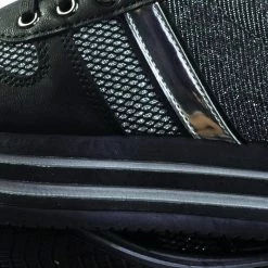 Forever Link New Sponge02 Comfortable Mesh Glitter Flatform Sneaker W Stripped Curved Platform