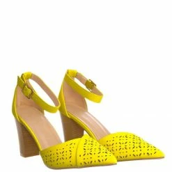 Forever Link Topper30 Block Heel Pointed Toe Pump - Women D'Orsay Ankle Strap Cutout