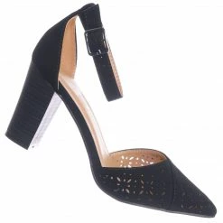 Forever Link Topper30 Block Heel Pointed Toe Pump - Women D'Orsay Ankle Strap Cutout