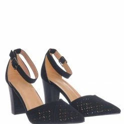 Forever Link Topper30 Block Heel Pointed Toe Pump - Women D'Orsay Ankle Strap Cutout