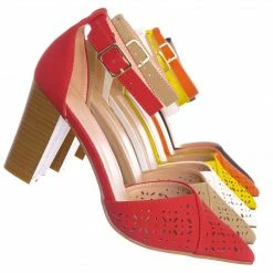 Forever Link Topper30 Block Heel Pointed Toe Pump - Women D'Orsay Ankle Strap Cutout