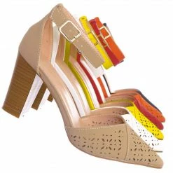 Forever Link Topper30 Block Heel Pointed Toe Pump - Women D'Orsay Ankle Strap Cutout