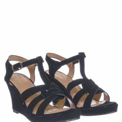 Forever Link Tuna37 Woven T-Strap Wedge Sandal - Women Open Toe Gladiator Cage Strap