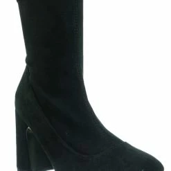 Forever Link Weismann03 Soft Stretch Block Heel Boot - Women Sock Snug Fit Retro