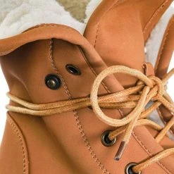 Forever Link New Whitney23 Foldable Lace Up Boot - Faux Fur Shearling Lining Collar Fold Overs