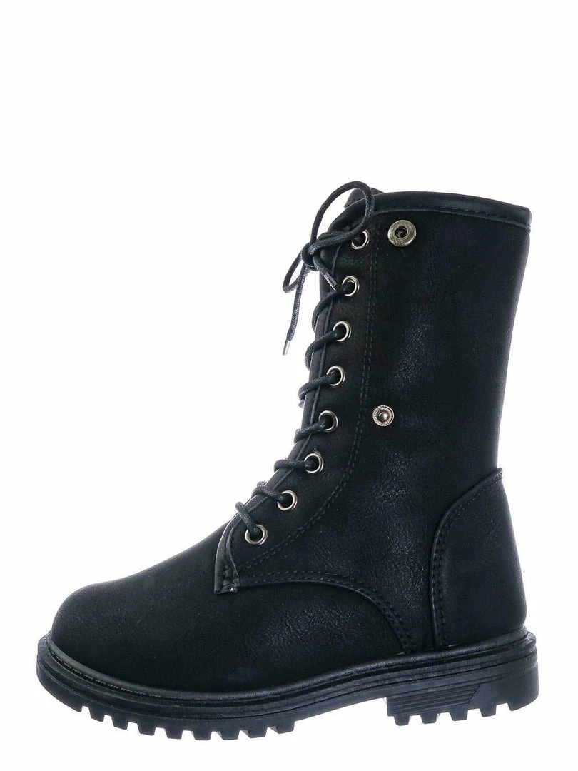 Forever Link New Whitney23K Girl Fold Lace Up Boot - Kid Faux Fur Shearling Lined Folded Collar