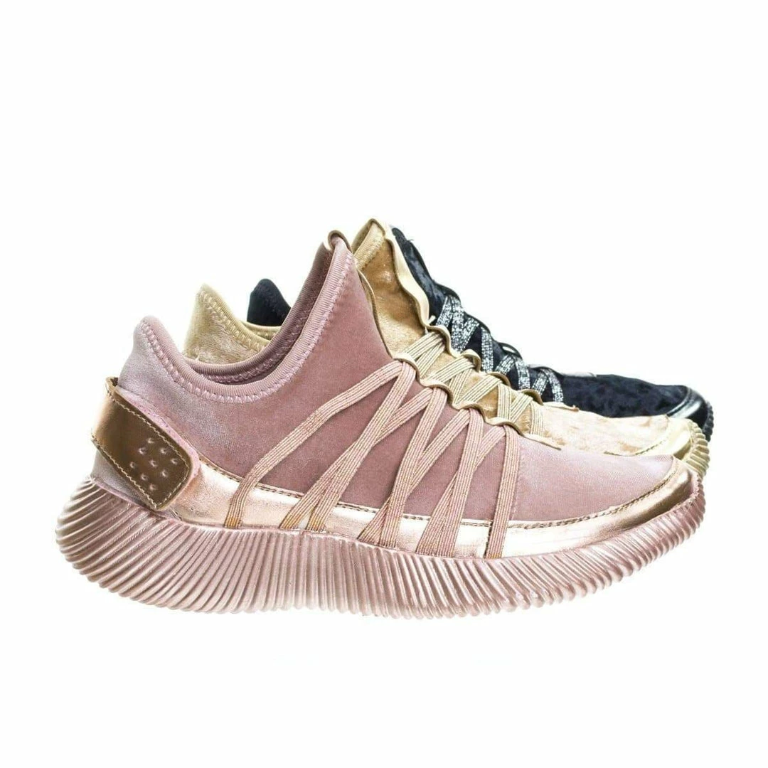 Forever Link New Yes4 Athletic Velvet Elastic Lacer Fashion Sneaker W Hook & Loop Closure