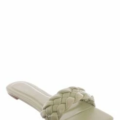 Bamboo Block19 Woven Braided Band Slipper - Womens Open Squared Toe Slip On Flat Sandal