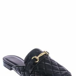 CityClassified New Terrace Puffy Quilted Flat Loafer Mule - Women Slipper W Horse Bit Detail