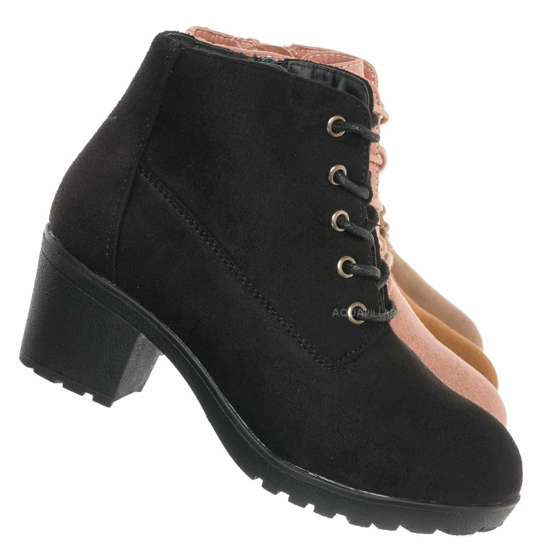 Forever Link Plus11K Girl's Block Heel Combat Ankle Bootie New