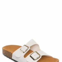 Wild Diva Michiko01 Unisex Double Buckle Slide , Lightweight Cork Footbed Sandal