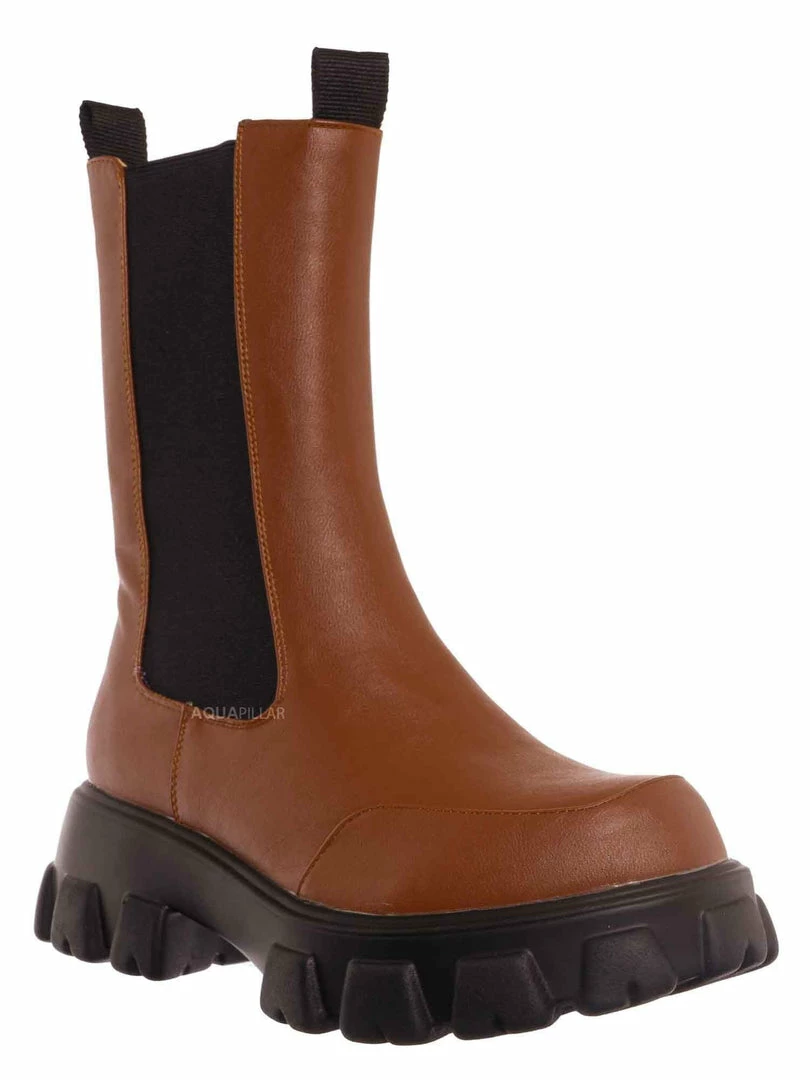 Bamboo New Tetris09 Calf High Chelsea Unisex Dress Boots