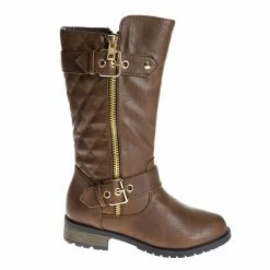 Forever Link Mango21K Childrens Knee High Quilted Riding Boot - Kids Equestrian Shoe