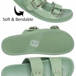 Soda New Rather Flexible Footbed Slide, Double Buckle Slipper Sandal