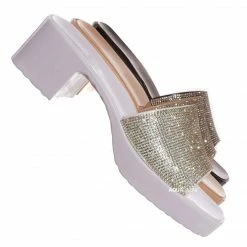 Forever Link List16 Womens Rhinestone Crystal Jelly Block Heel Mule Slide New