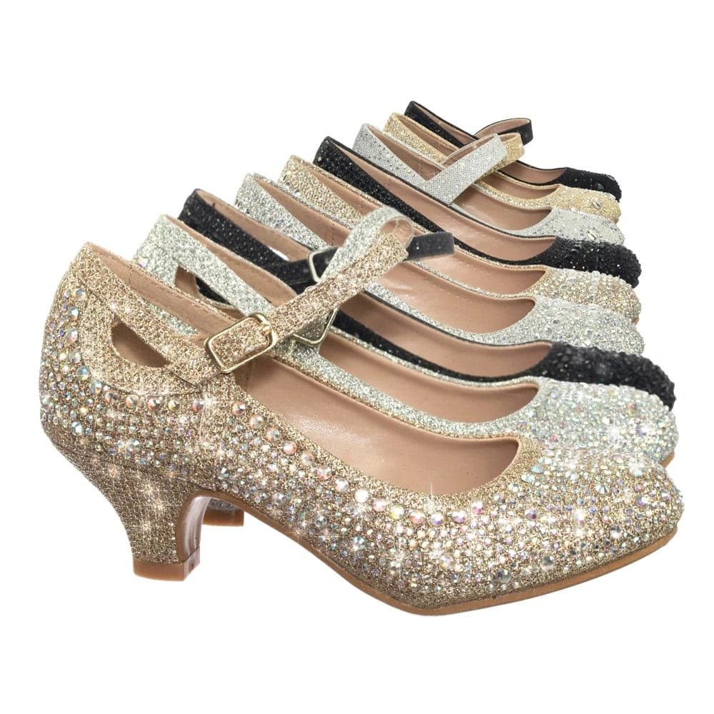 Forever Link Jemma02K Children Girl Rhinestone Crystal Glitter Pump For Wedding & Parties New