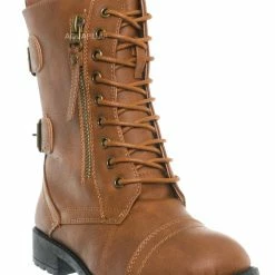 Forever Link Mountain81K Childrens Zip Up Combat Boots - Boy Girl Calf High Shoes