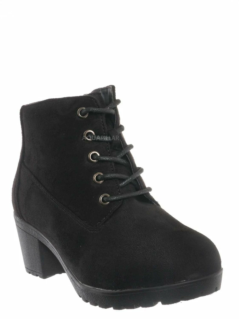 Forever Link Plus11K Girl's Block Heel Combat Ankle Bootie New