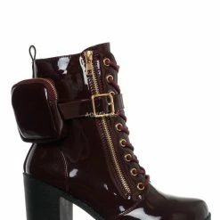 Forever Link Access39 Combat Bootie W Pouch - Women High Heel Ankle Boots New