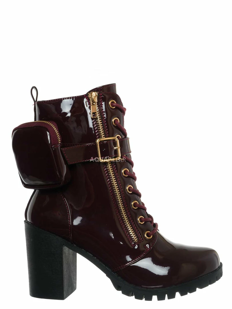 Forever Link Access39 Combat Bootie W Pouch - Women High Heel Ankle Boots New