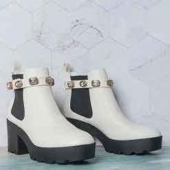 Bamboo Vista14 Rhinestone Block Heel Chelsea Boots - Womens Ankle Bootie