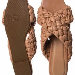 Bamboo Kick61 Thick Braided Woven Slides - Womens Open Squared Toe Slip On Mule Slipper New