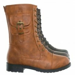 Forever Link New Mountain84 Combat Boots W Side Pocket - Men Women Lace Up Shoes