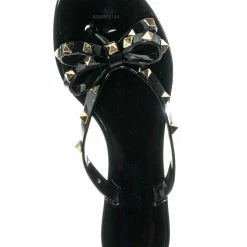 Bamboo New Studs01 Stud Jelly Slip On Slides - Beach Slipper W Metal Pyramid Stud