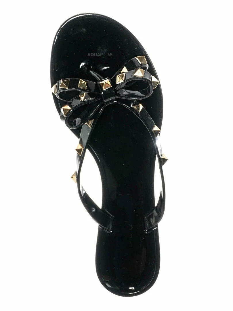 Bamboo New Studs01 Stud Jelly Slip On Slides - Beach Slipper W Metal Pyramid Stud