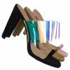 Glaze Clear1 Clear Iridescent Block Heel Sandal - Women Lucite Transparent Slide Mule New