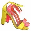 Glaze Lily1 60s Retro Neon Block Heel Sandal - Women's Open Toe Evening Dance Shoes New