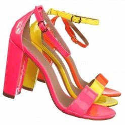 Glaze Lily1 60s Retro Neon Block Heel Sandal - Women's Open Toe Evening Dance Shoes New