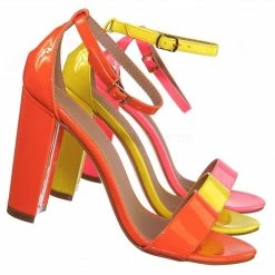 Glaze Lily1 60s Retro Neon Block Heel Sandal - Women's Open Toe Evening Dance Shoes New