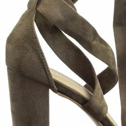 Glaze Lily11 Lace Up High Block Heel Leg Wrap Strappy Dress Sandal