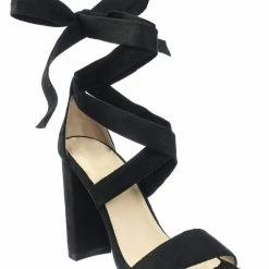 Glaze Lily11 Lace Up High Block Heel Leg Wrap Strappy Dress Sandal