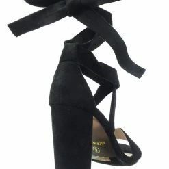 Glaze Lily11 Lace Up High Block Heel Leg Wrap Strappy Dress Sandal